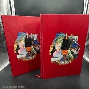 Prada Red Decorative Hardcover Book Set with Colorful Collage